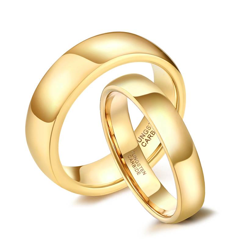 Unisex Gold Tungsten Wedding Rings for Couples Mens Rings Women's Rings
