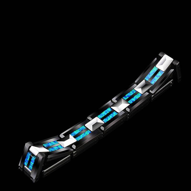 10mm Width Black Ceramic Bracelet Tungsten Links for Men inlay Opal 18.5cm/20cm Length, Free Shipping Magnetic Jewelry