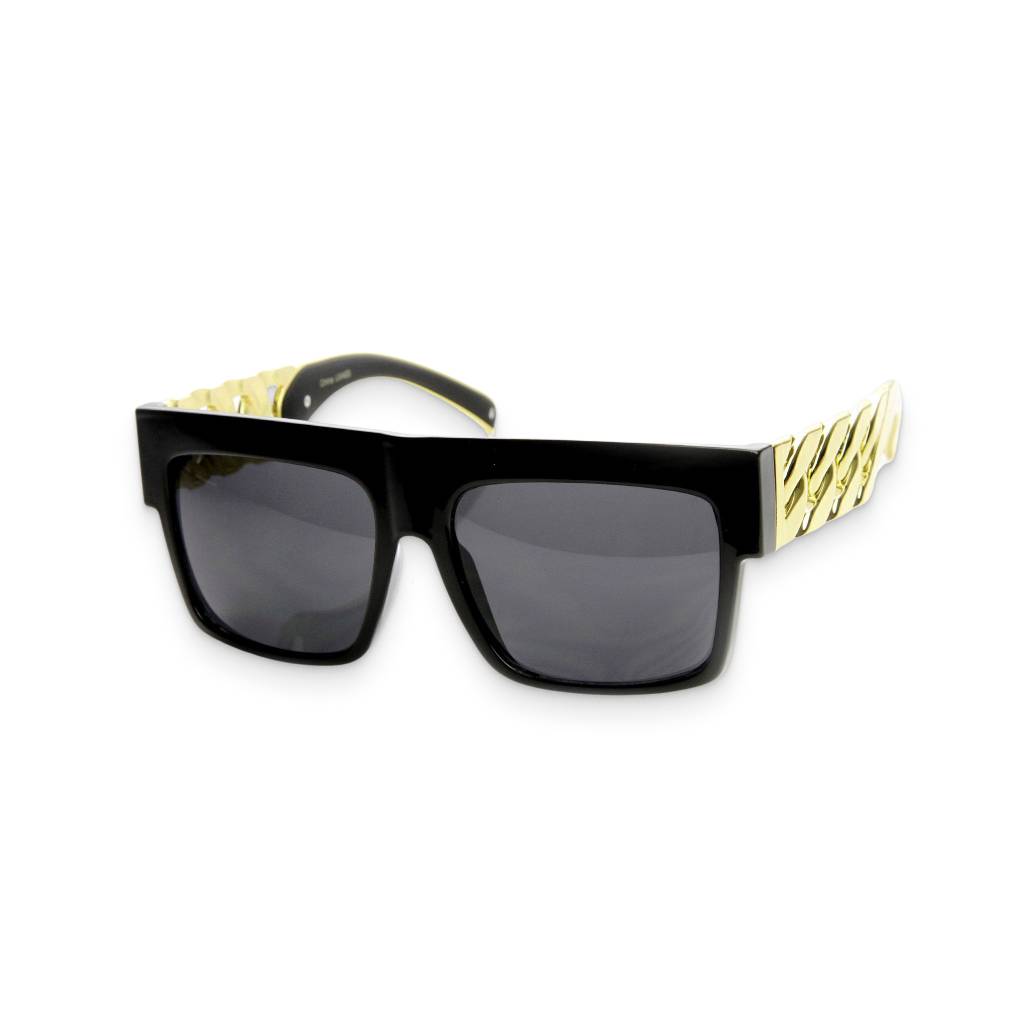 Black & Gold Chain-Arm Stunna Shades Affordable Accessories Unisex Sunglasses