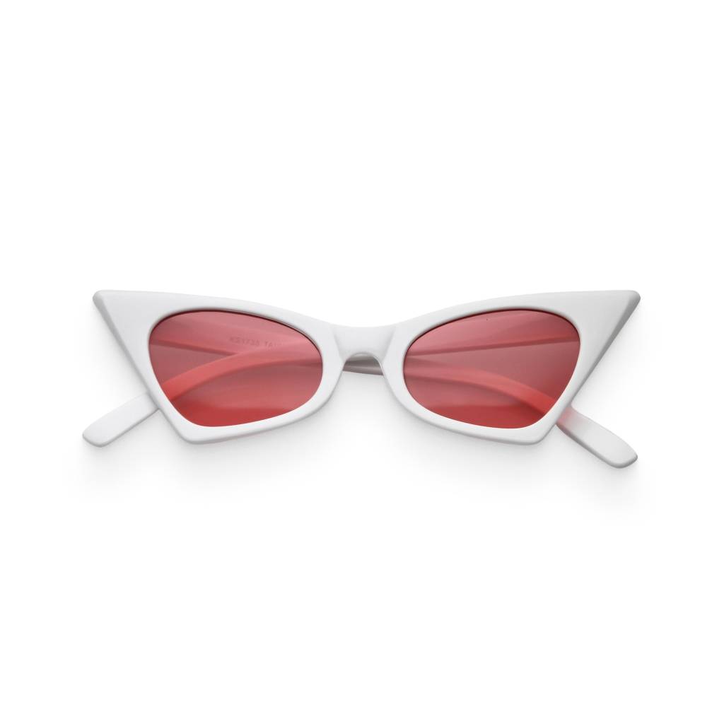 Women’s White & Hot Pink Retro Cat-Eye Sunglasses Affordable Accessories Unisex Sunglasses