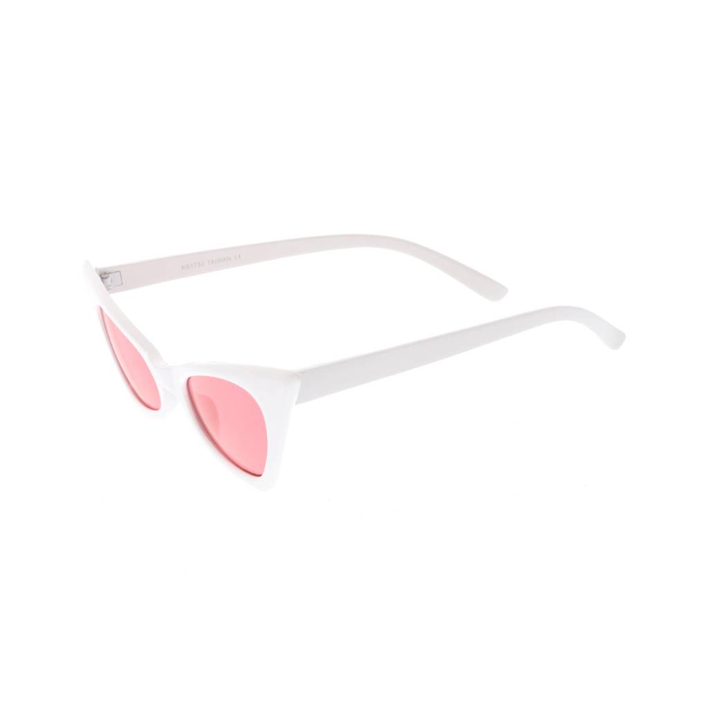 Women’s White & Hot Pink Retro Cat-Eye Sunglasses Affordable Accessories Unisex Sunglasses