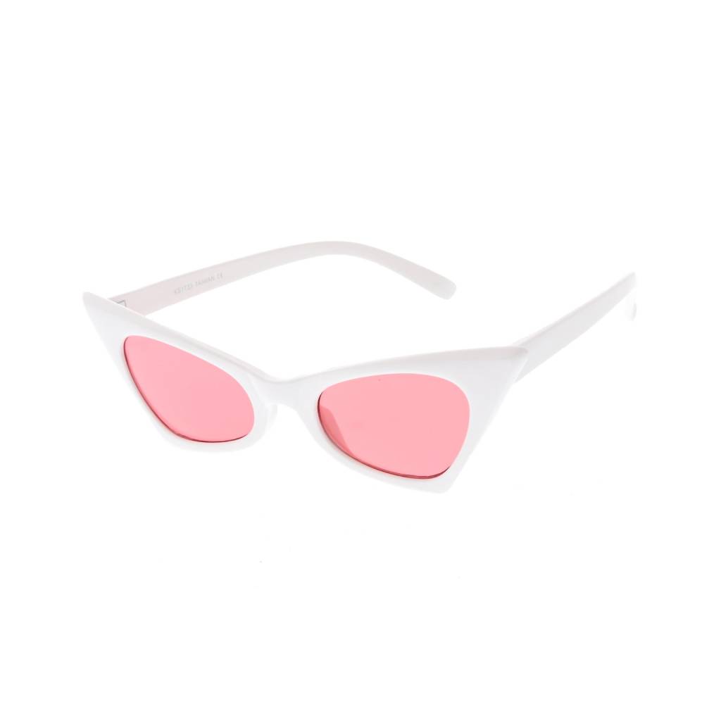 Women’s White & Hot Pink Retro Cat-Eye Sunglasses Affordable Accessories Unisex Sunglasses