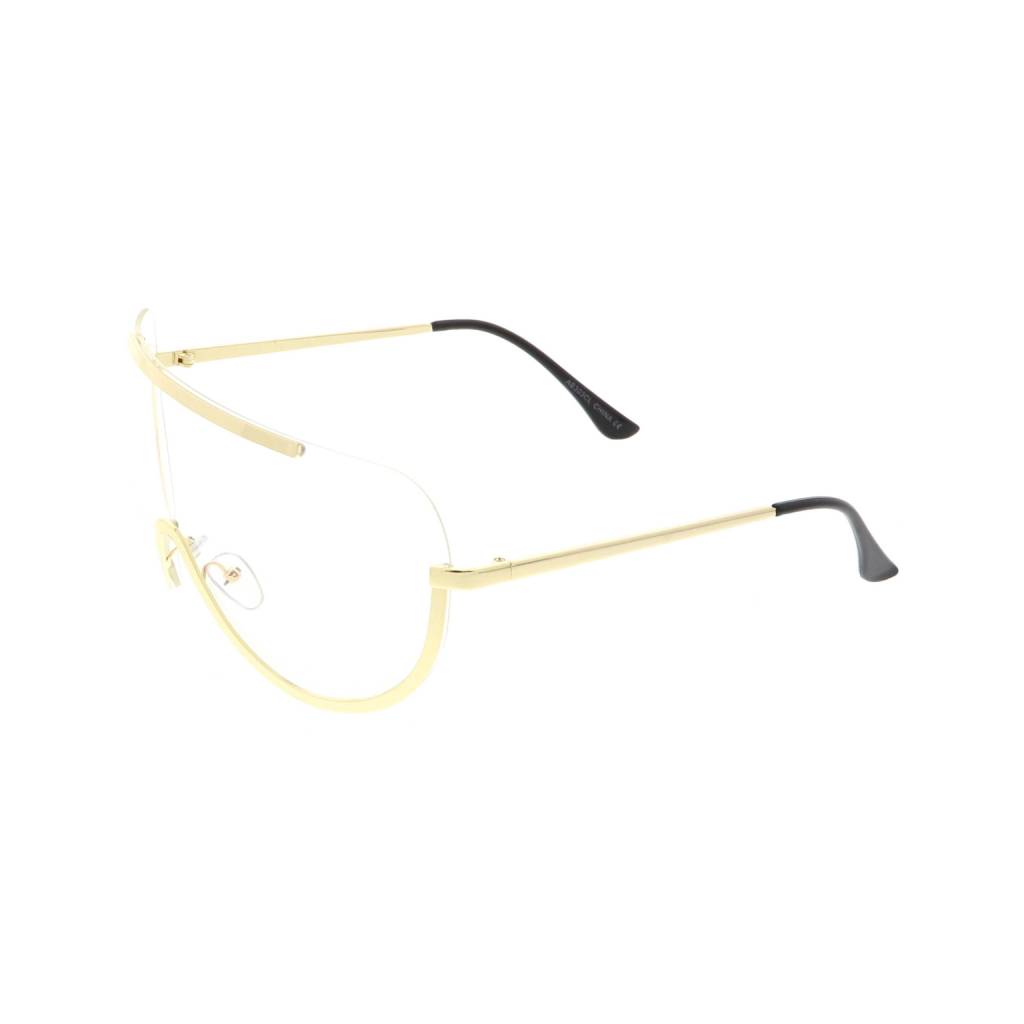 Clear Gold-Framed Rimless Shield Sunglasses Affordable Accessories Unisex Sunglasses