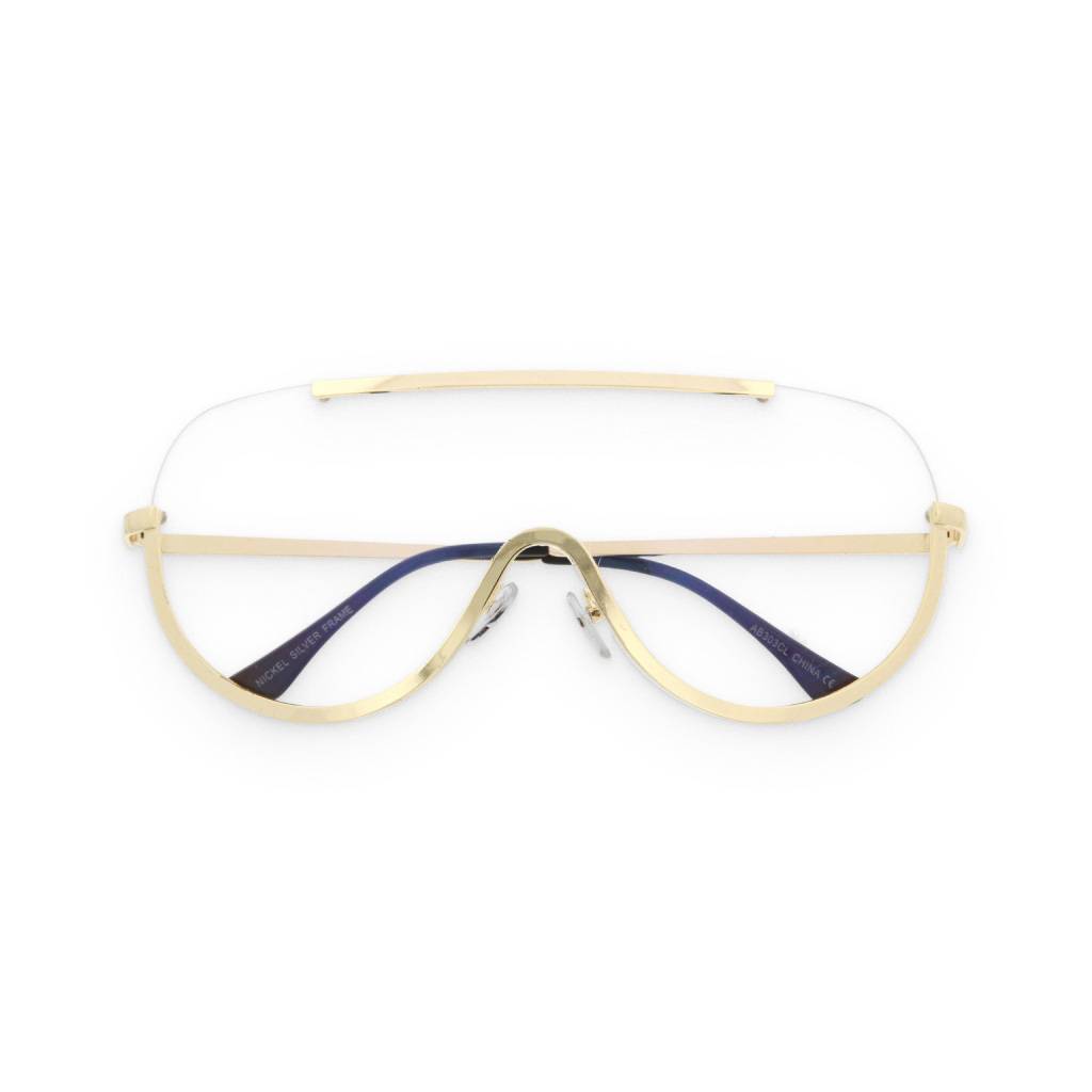 Clear Gold-Framed Rimless Shield Sunglasses Affordable Accessories Unisex Sunglasses