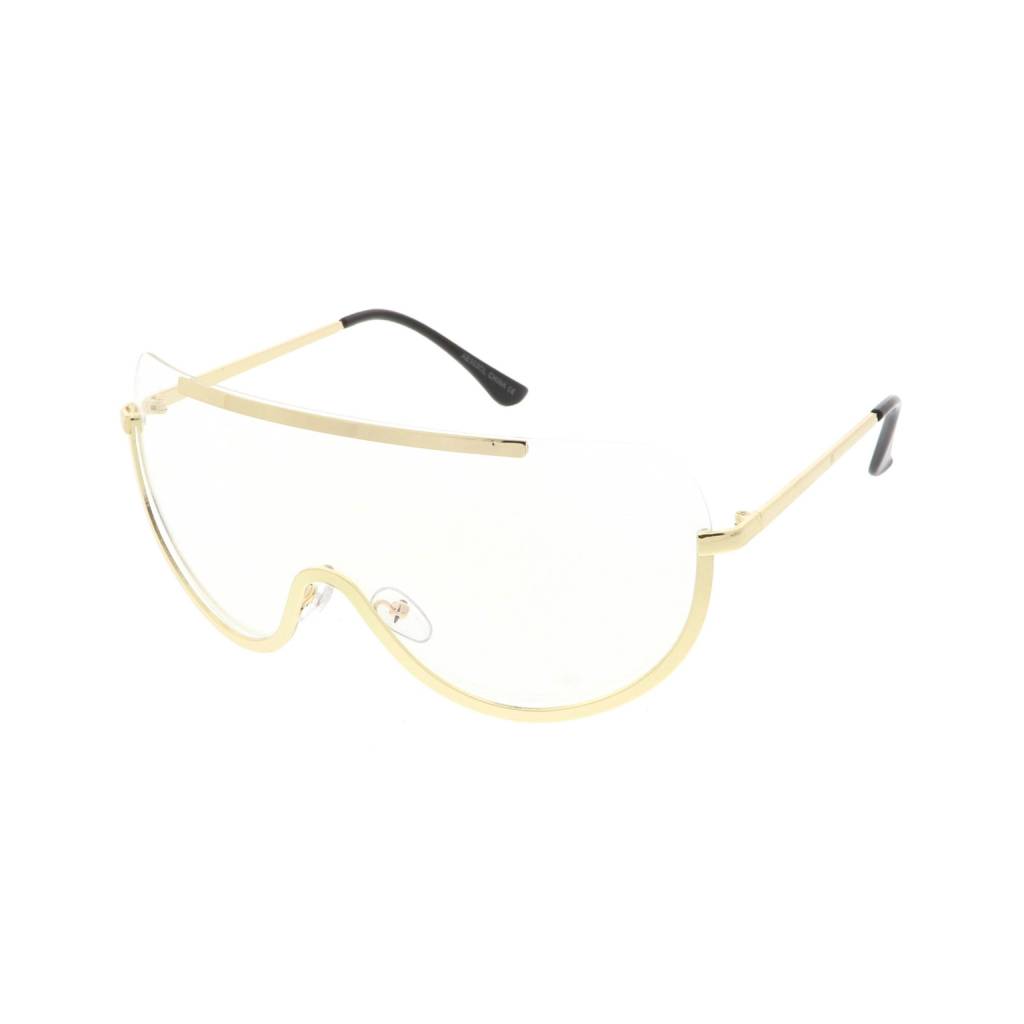 Clear Gold-Framed Rimless Shield Sunglasses Affordable Accessories Unisex Sunglasses