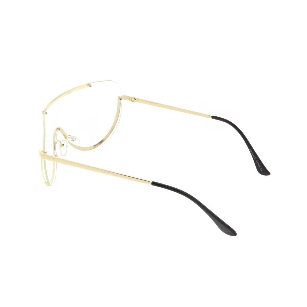 Clear Gold-Framed Rimless Shield Sunglasses Affordable Accessories Unisex Sunglasses