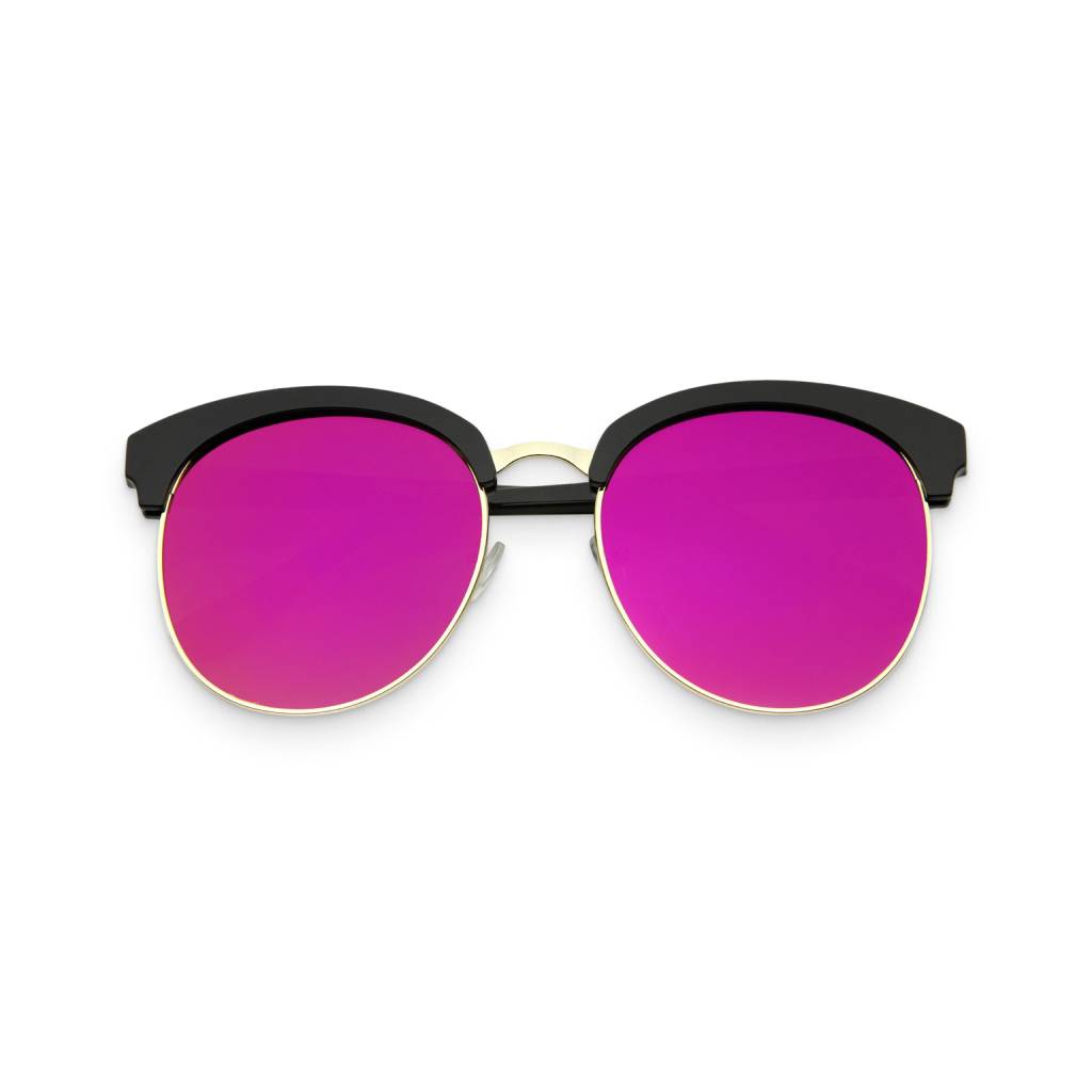 Black & Magenta Women’s Half-Framed Aviators Affordable Accessories Unisex Sunglasses