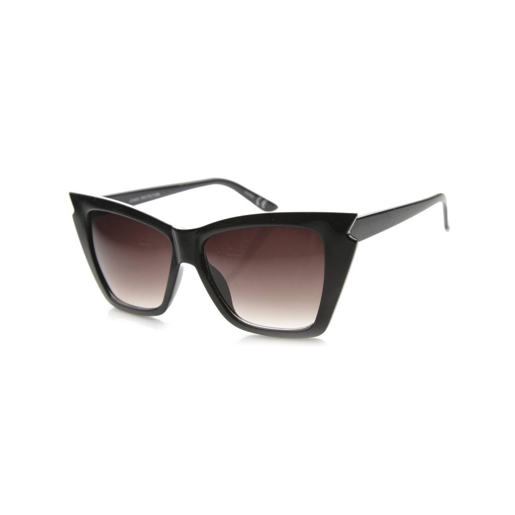 Women’s Shiny Black Lavender Jagged Cat-Eye Sunglasses Affordable Accessories Unisex Sunglasses