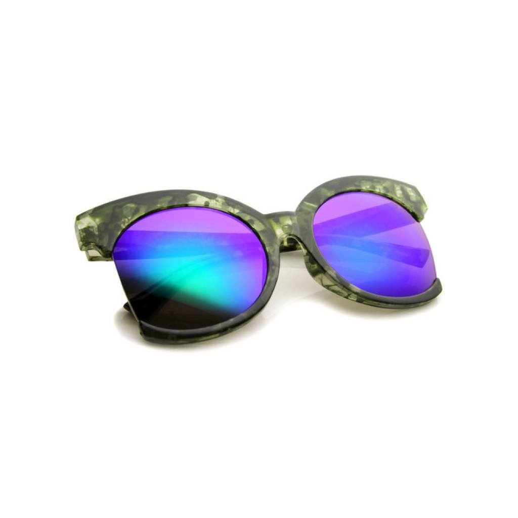Side Cut Mirrored Cat Eye Glasses Affordable Accessories Unisex Sunglasses