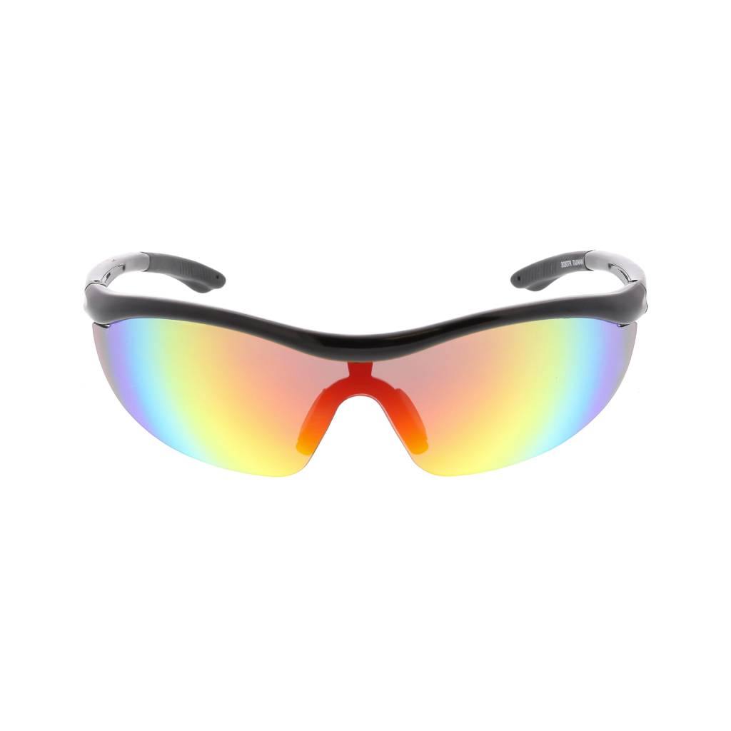 Black & Rainbow Wrap-Around Sports Sunglasses Affordable Accessories Unisex Sunglasses