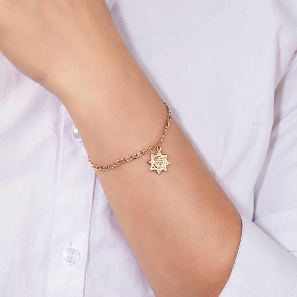 Rose Gold Bracelet With A Sun Pendant Bracelets & Bangles Women's Jewelry