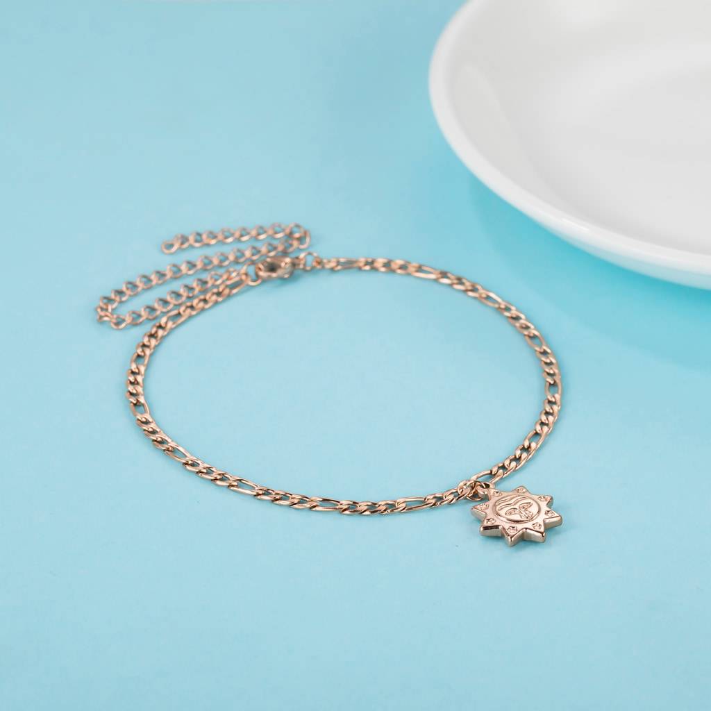 Rose Gold Bracelet With A Sun Pendant Bracelets & Bangles Women's Jewelry