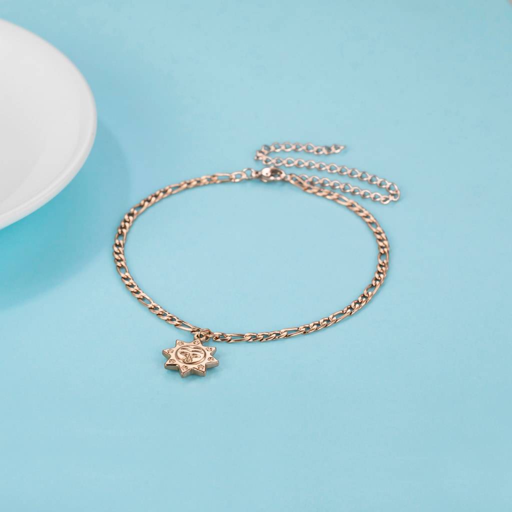 Rose Gold Bracelet With A Sun Pendant Bracelets & Bangles Women's Jewelry