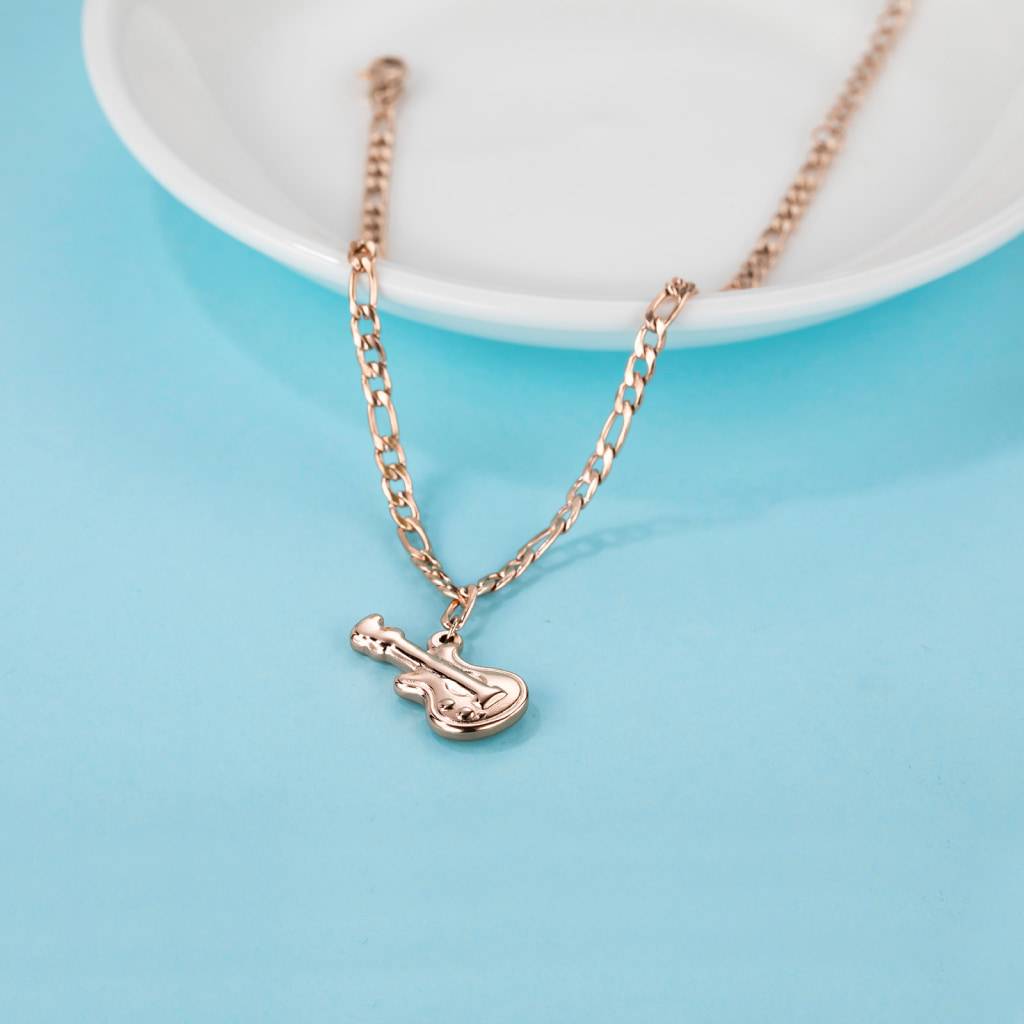Rose Gold Bracelet With A Guitar Pendant Bracelets & Bangles Women's Jewelry