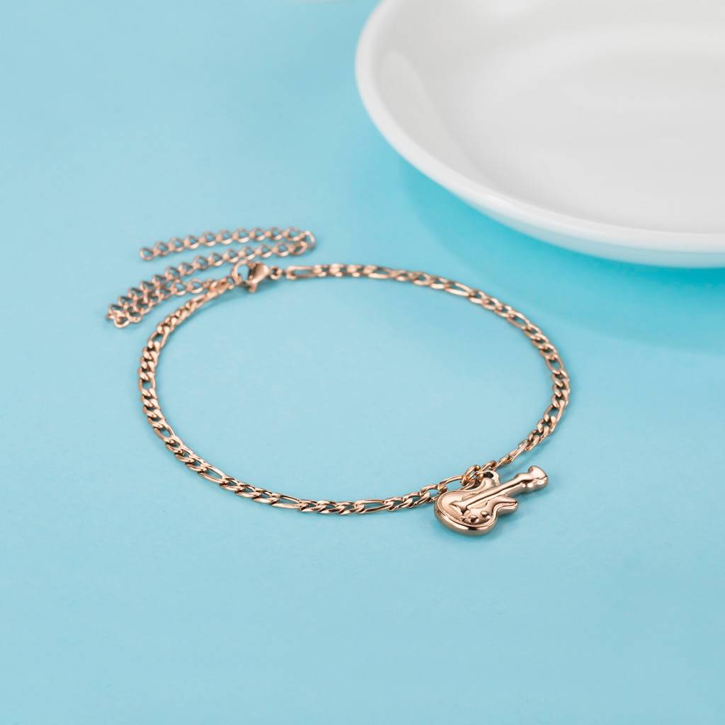 Rose Gold Bracelet With A Guitar Pendant Bracelets & Bangles Women's Jewelry
