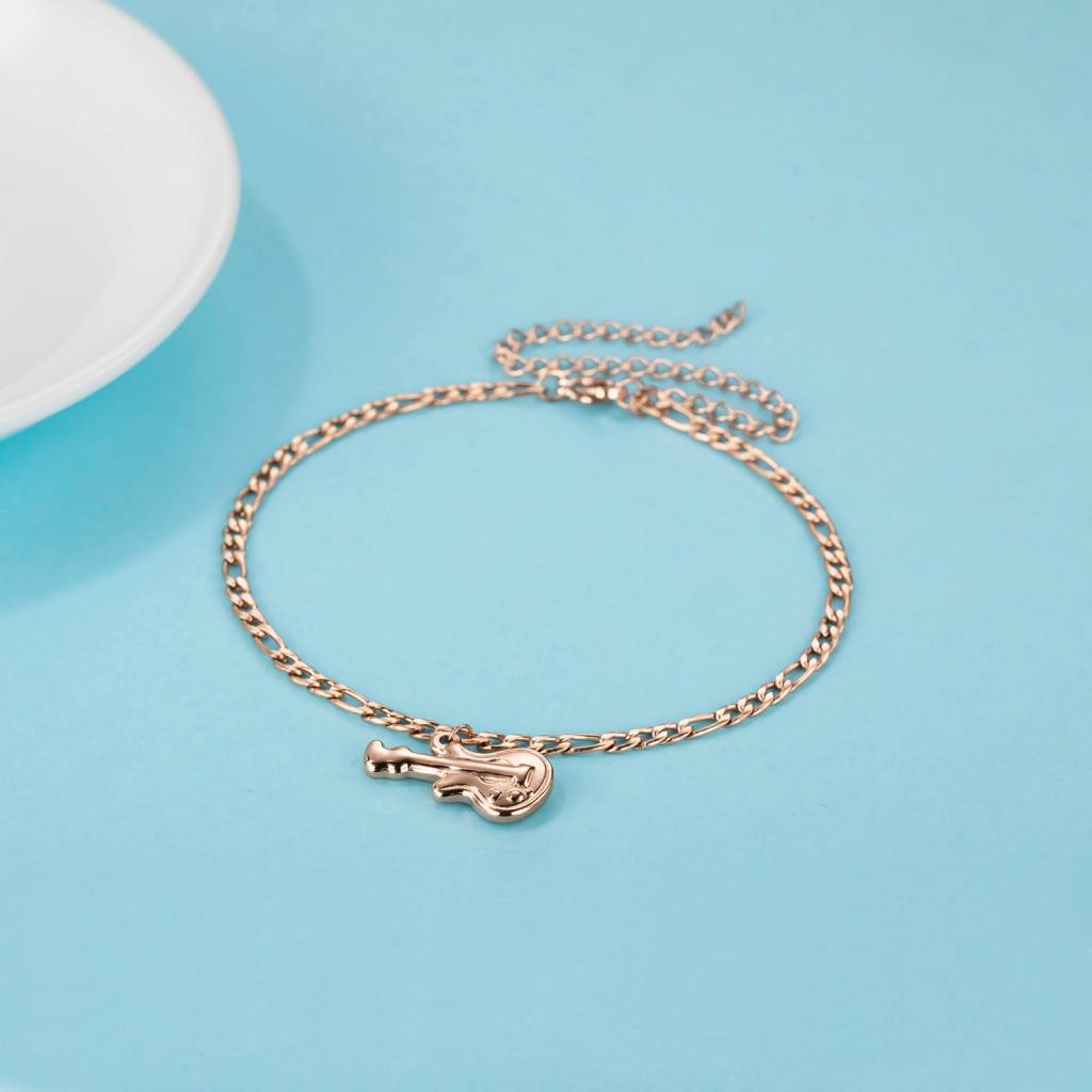 Rose Gold Bracelet With A Guitar Pendant Bracelets & Bangles Women's Jewelry