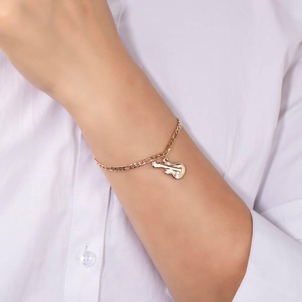 Rose Gold Bracelet With A Guitar Pendant Bracelets & Bangles Women's Jewelry