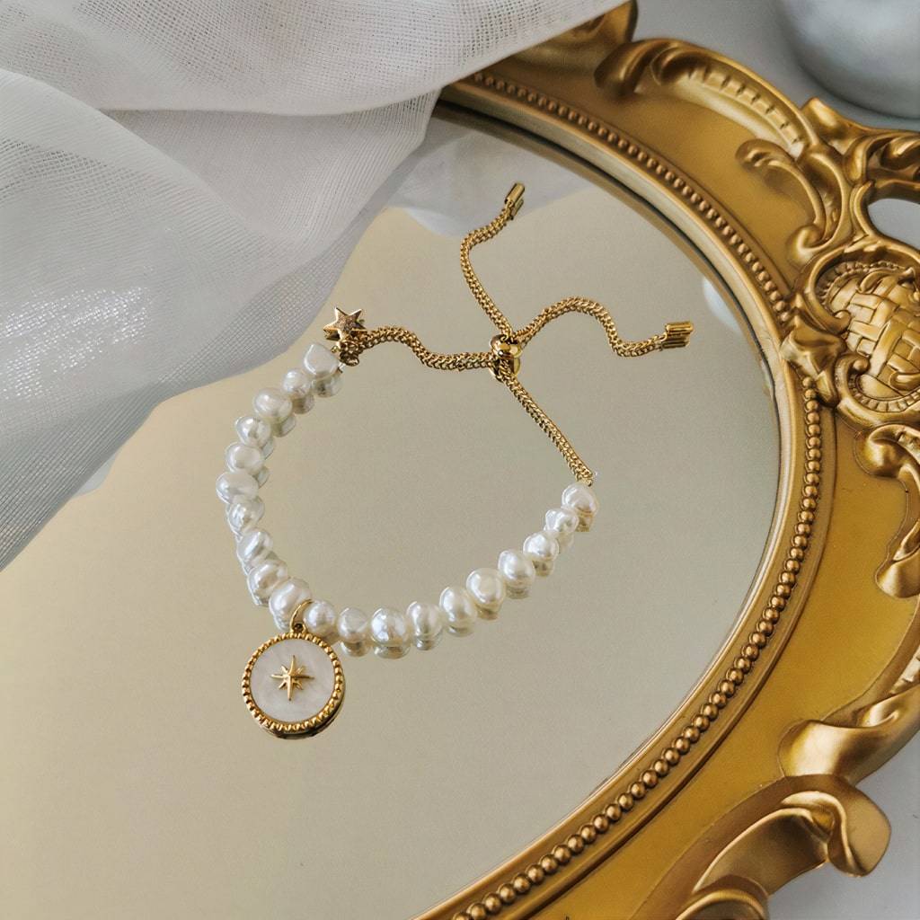 Round Coin Pearl Bracelet Bracelets & Bangles Men's Jewelry