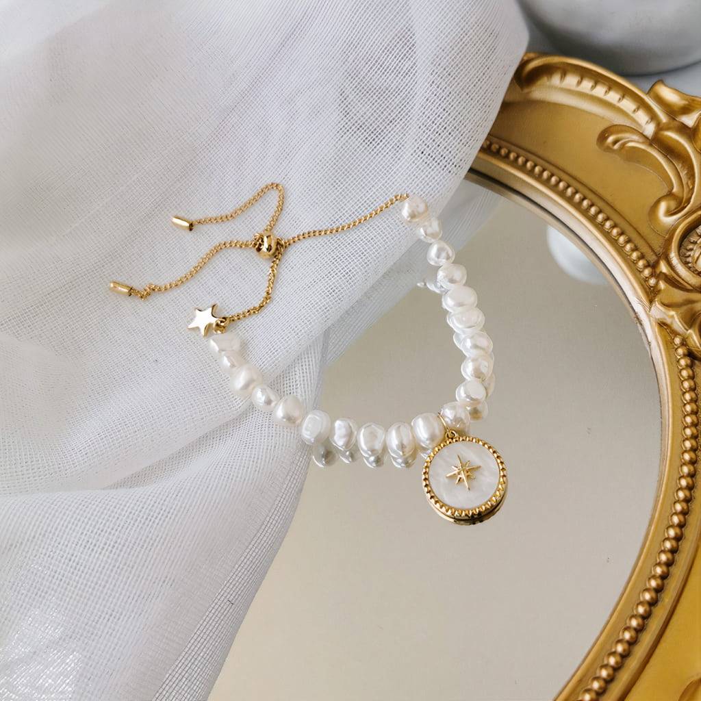 Round Coin Pearl Bracelet Bracelets & Bangles Men's Jewelry