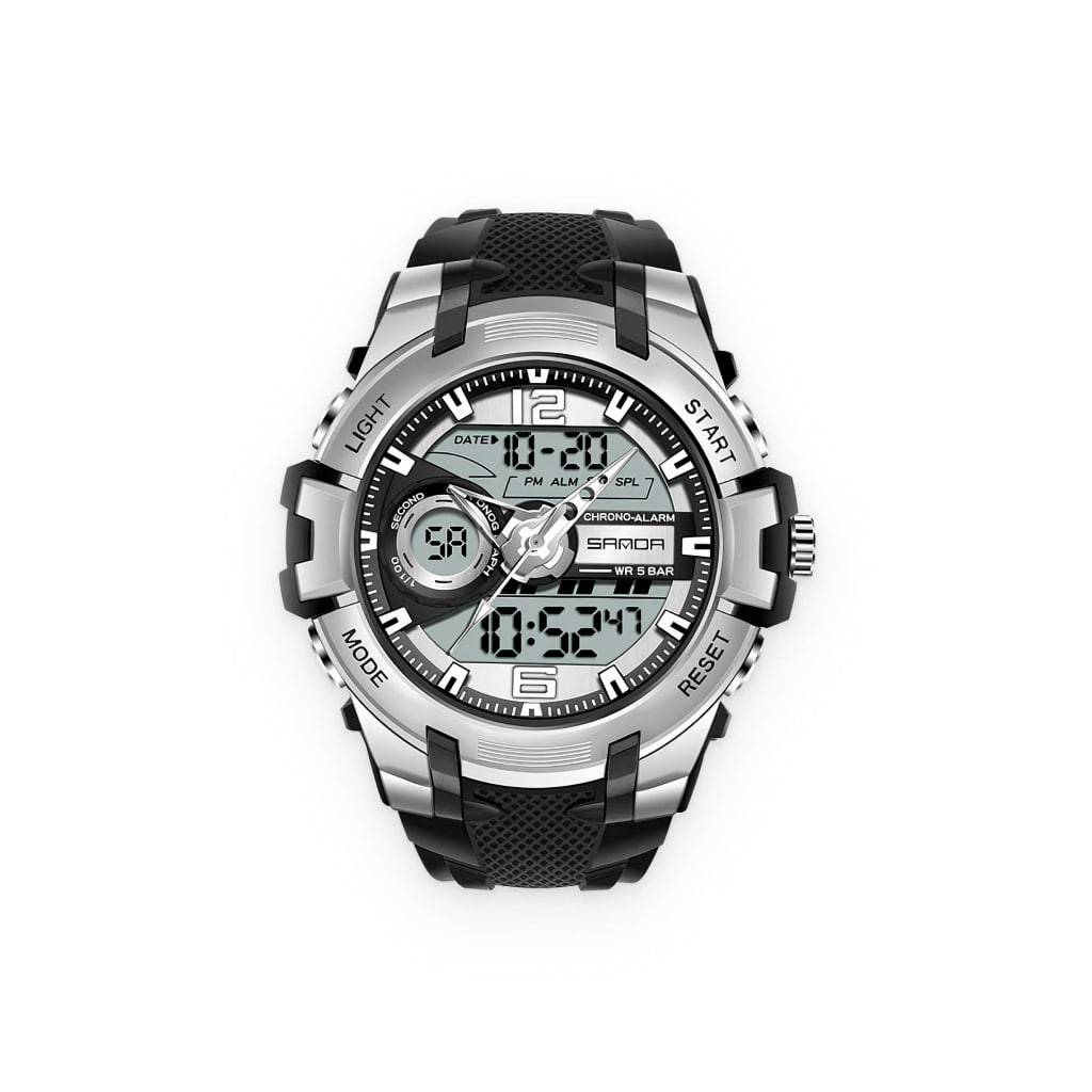 Black & Silver Digital Sports Watch for Men Watches Watches For Men