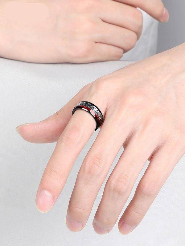 8mm Men's Good Luck Tungsten Ring Mens Rings