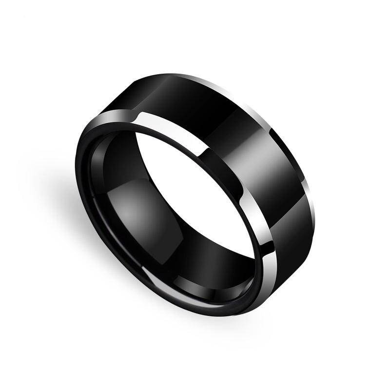 6/8mm Men's Black Tungsten Carbide Ring Mens Rings