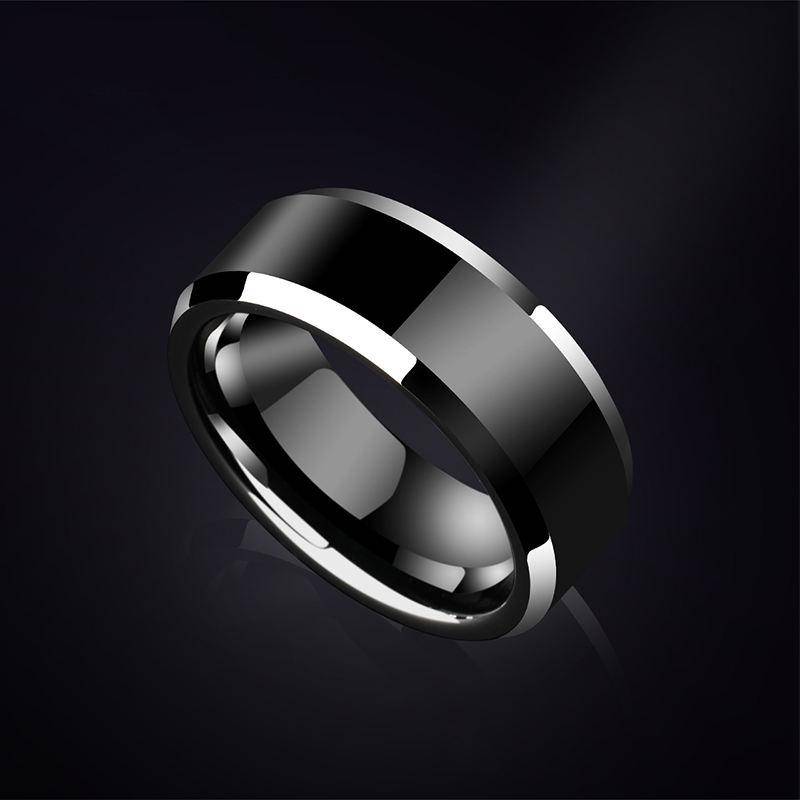 6/8mm Men's Black Tungsten Carbide Ring Mens Rings
