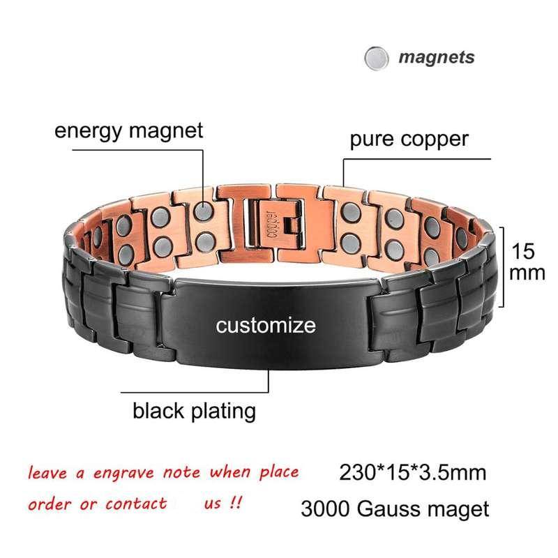 Copper Magnetic Personalized ID Bracelet Magnetic Jewelry