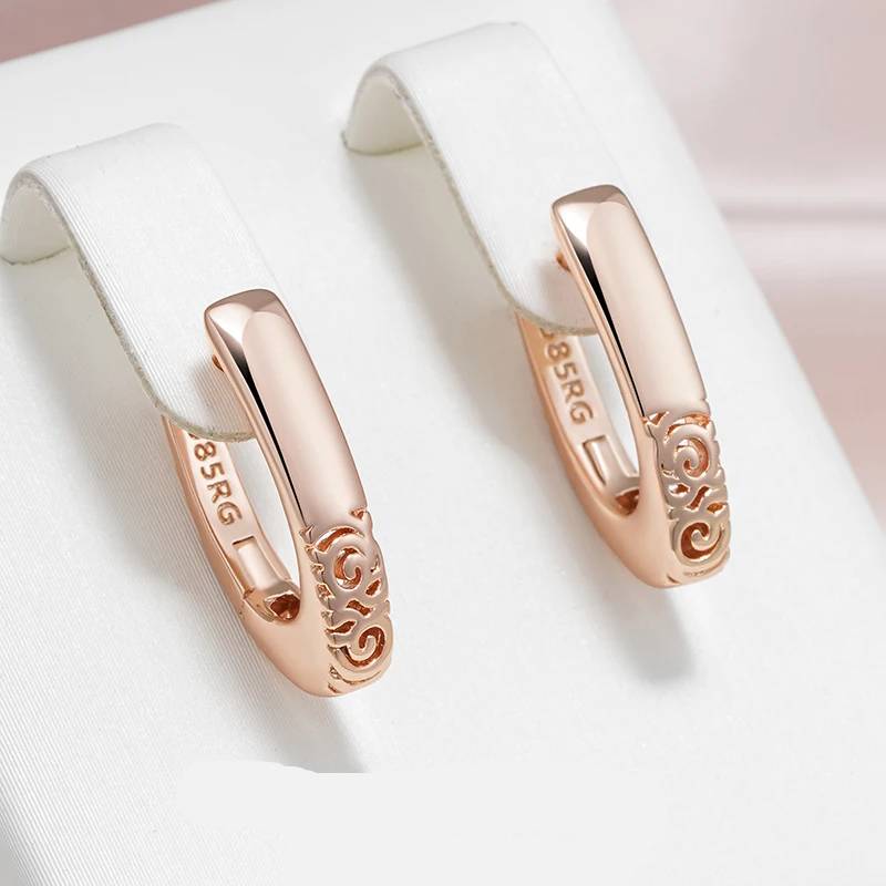 Fashion 585 Rose Gold Color Hoop Earrings Women's Earrings