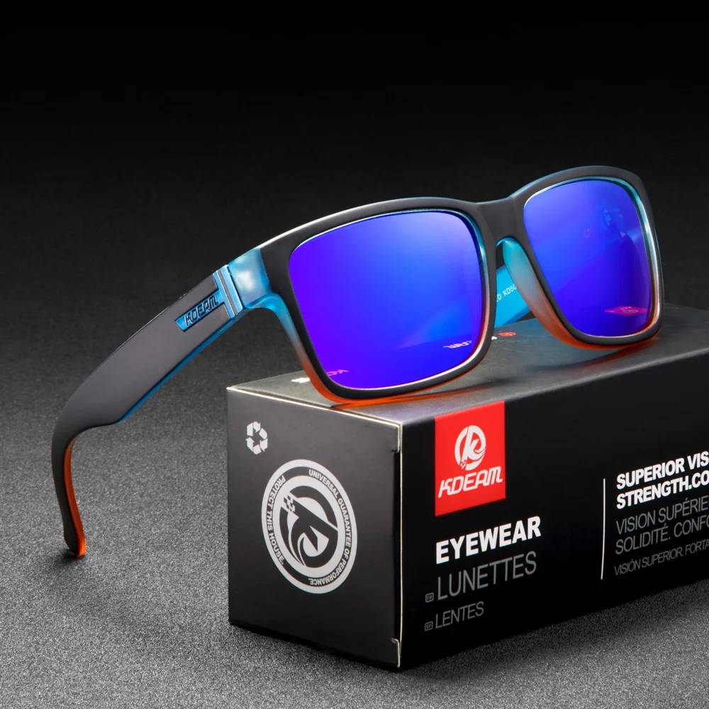 KDEAM Revamp Of Sport Men Sunglasses Polarized Shockingly Colors Sun Glasses Outdoor Driving Photochromic Sunglass With Box Unisex Sunglasses