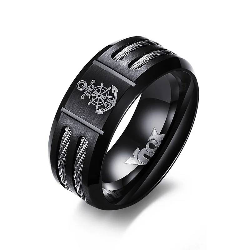 Men's Black Stainless Steel Ring - Personalized, stylish, and perfect for any occasion.