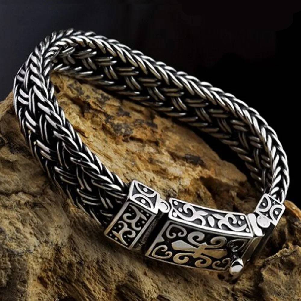 Solid S925 Pure Silver Woven Bracelet for Men Men's Bracelets Men's Jewelry