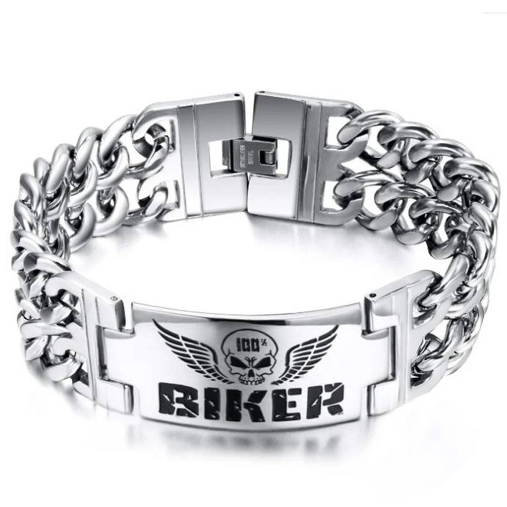 100% Biker Skull Chain Bracelet Men's Bracelets