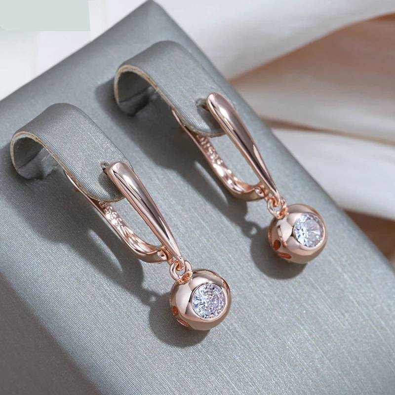 Round Sparkling Zircon Pendant Earrings Women's Earrings