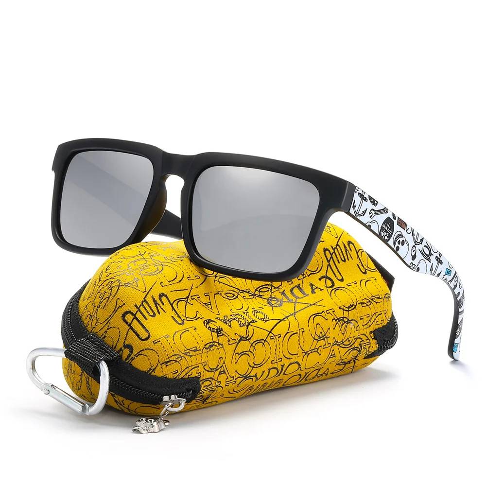 KDEAM Eye-catching Function Polarized Sunglasses For Men Matte Black Frame Fit. Painting Temples Play-Cool Sun Glasses With Case Unisex Sunglasses