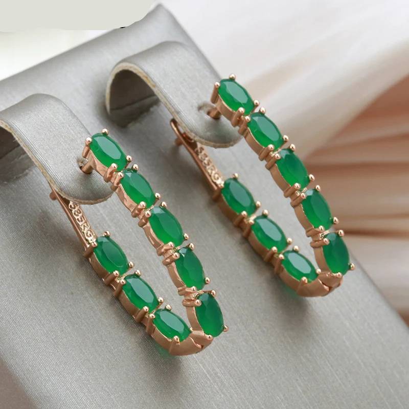 Green Zircon Long Women's Earrings Women's Earrings