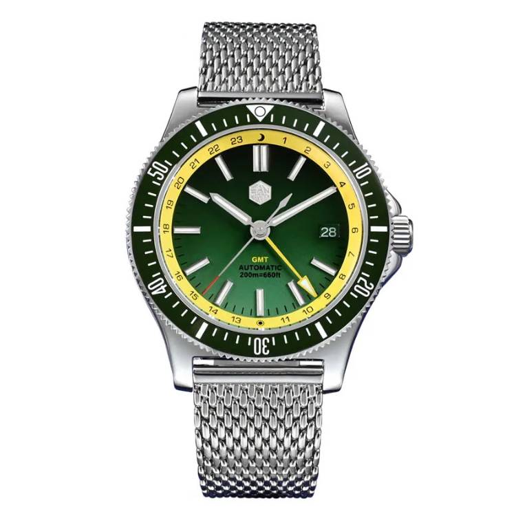 San Martin Original Design 41mm GMT Dive Watch NH34 Automatic 200M Waterproof Quick Release Bracelet San Martin Watches