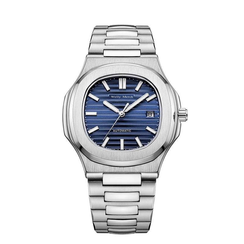 Welly Merck Automatic Mechanical Watches Man Premium Business Casual Waterproof Watch 316L Stainless Steel MIYOTA 8215 Watch Watches For Men