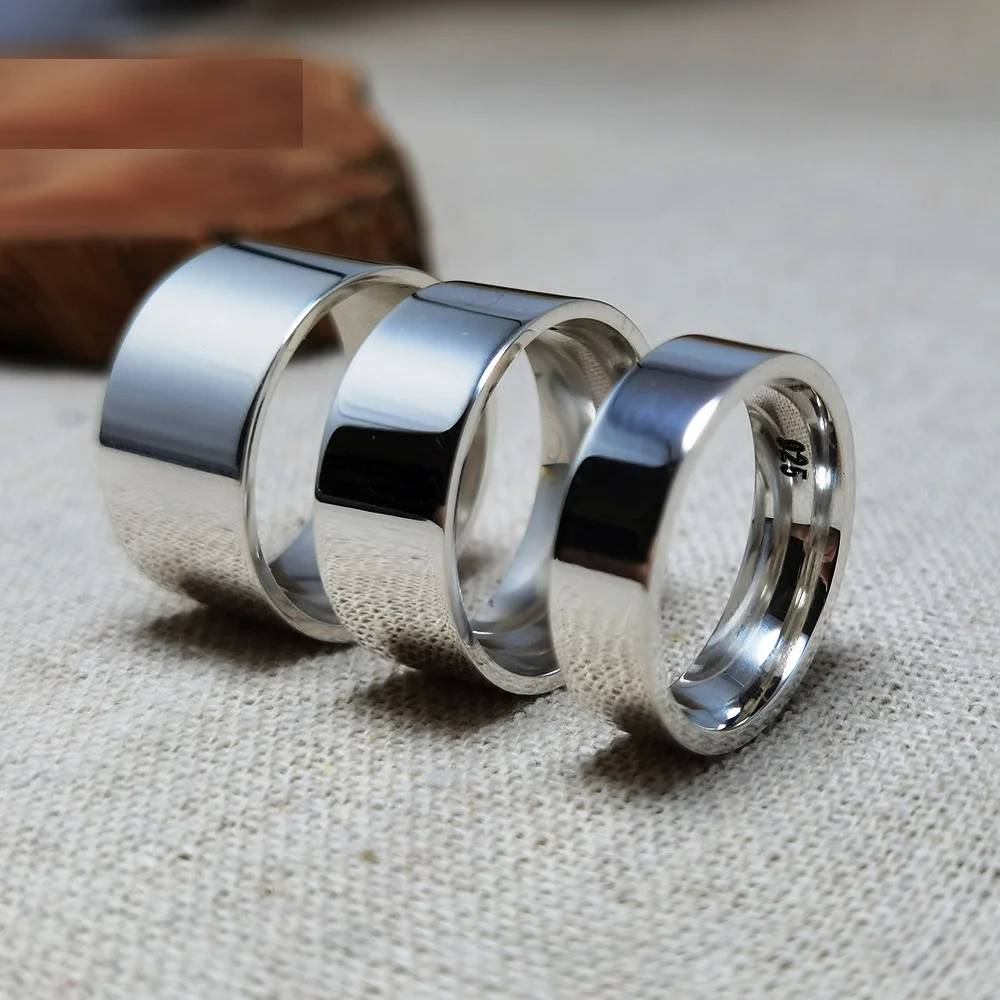 Silver Bands for Men Women Couple Rings Mens Rings Women's Rings