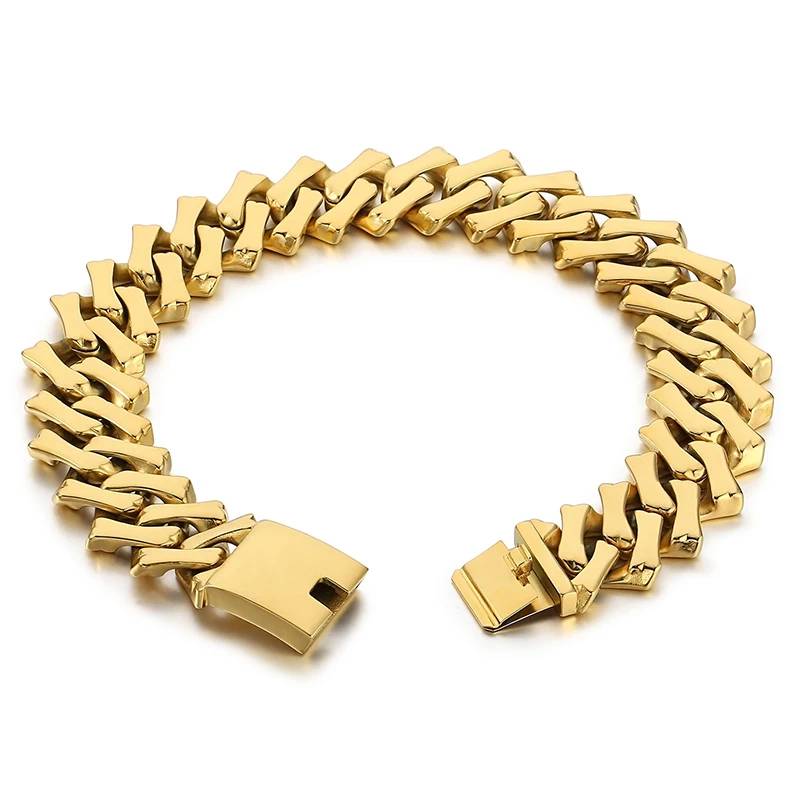 20/32mm Curb Necklace 316L Stainless Steel Heavy Square Cuban Chain Choker Bracelets & Bangles Men's Bracelets
