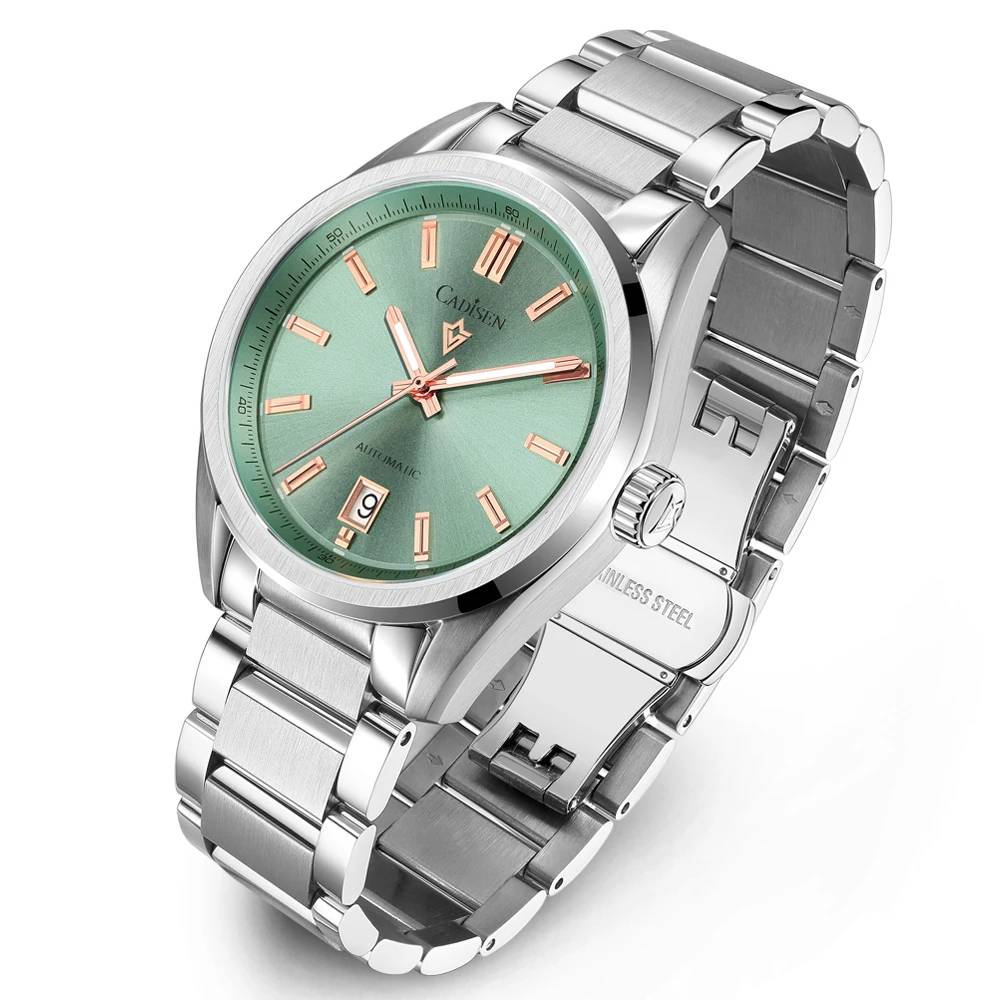 CADISEN C8227M Luminous Men’s Automatic Mechanical Watch NH35 Sapphire Stainless Steel 10Bar Blue Watch Cadisen Watches