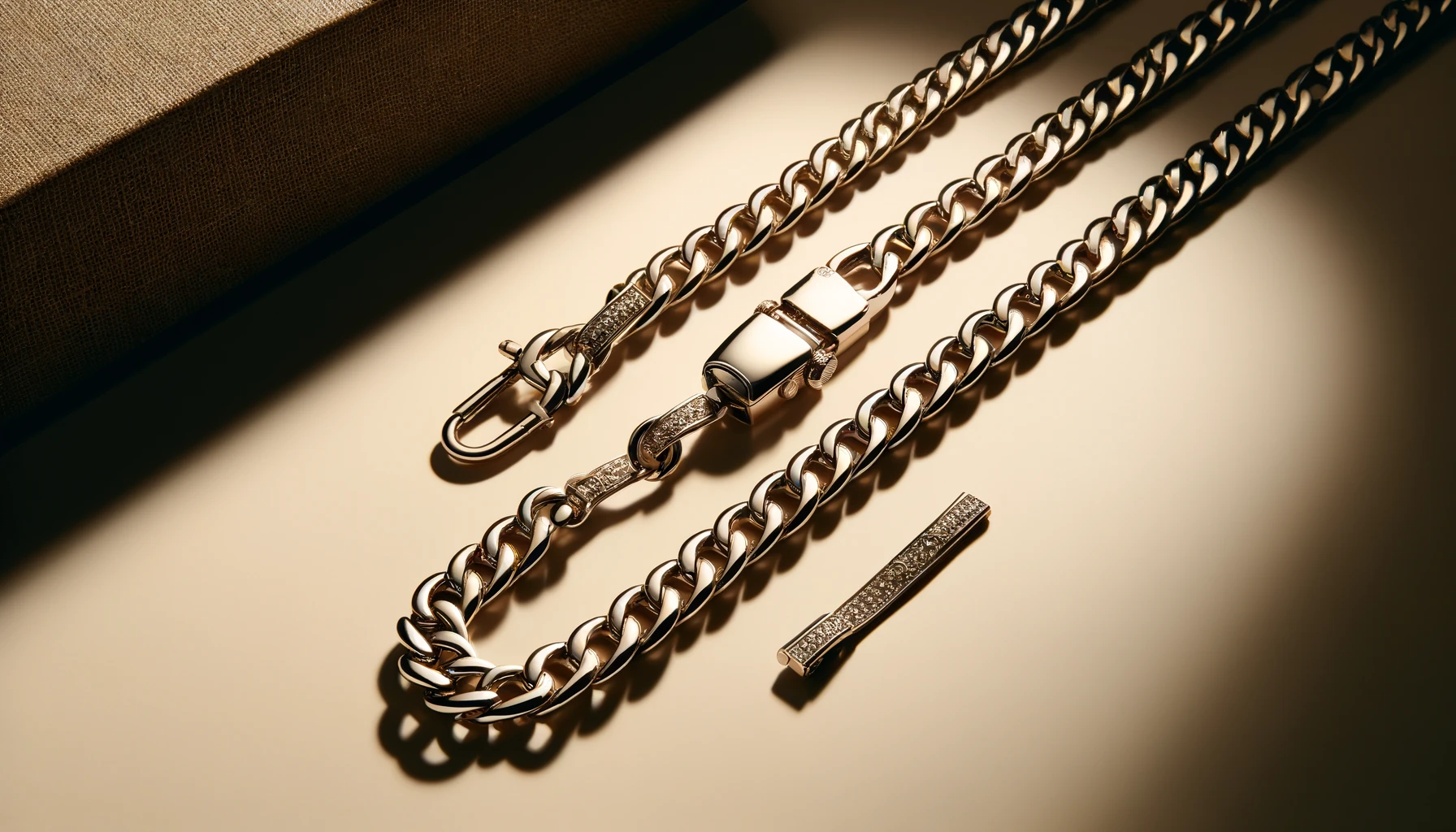 a gold chain and a clip