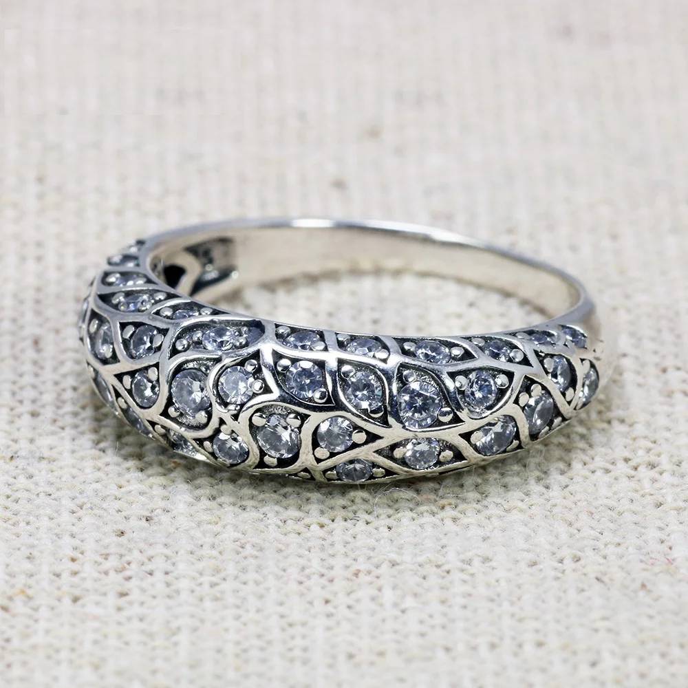 Luxury 925 Sterling Silver Ring for Women - Elegant Inlaid Zircon Stone Vintage Floral Design Women's Rings