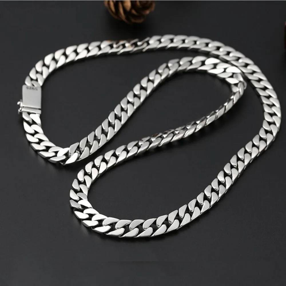 S925 Sterling Silver Men's Necklace Trendy 8mm Chain Men's Chains