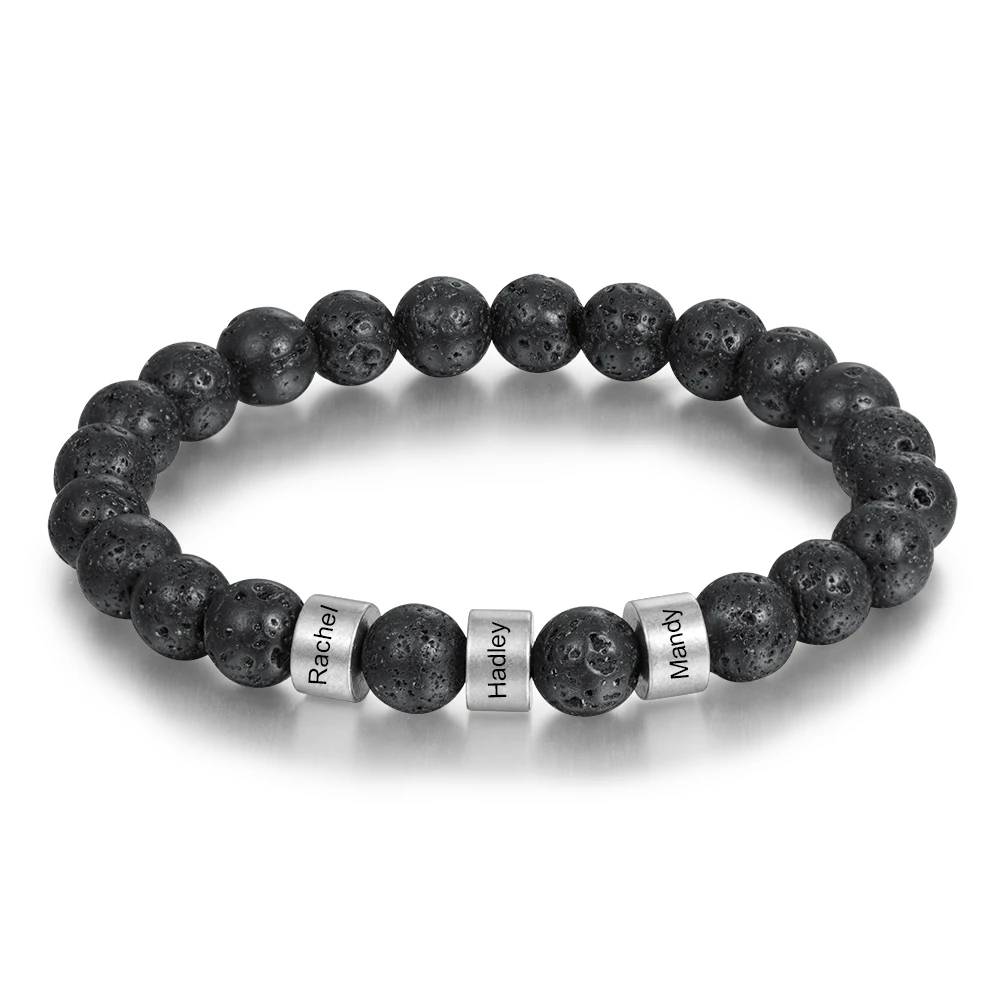 Personalized Stainless Steel Beaded Bracelet Men's Bracelets