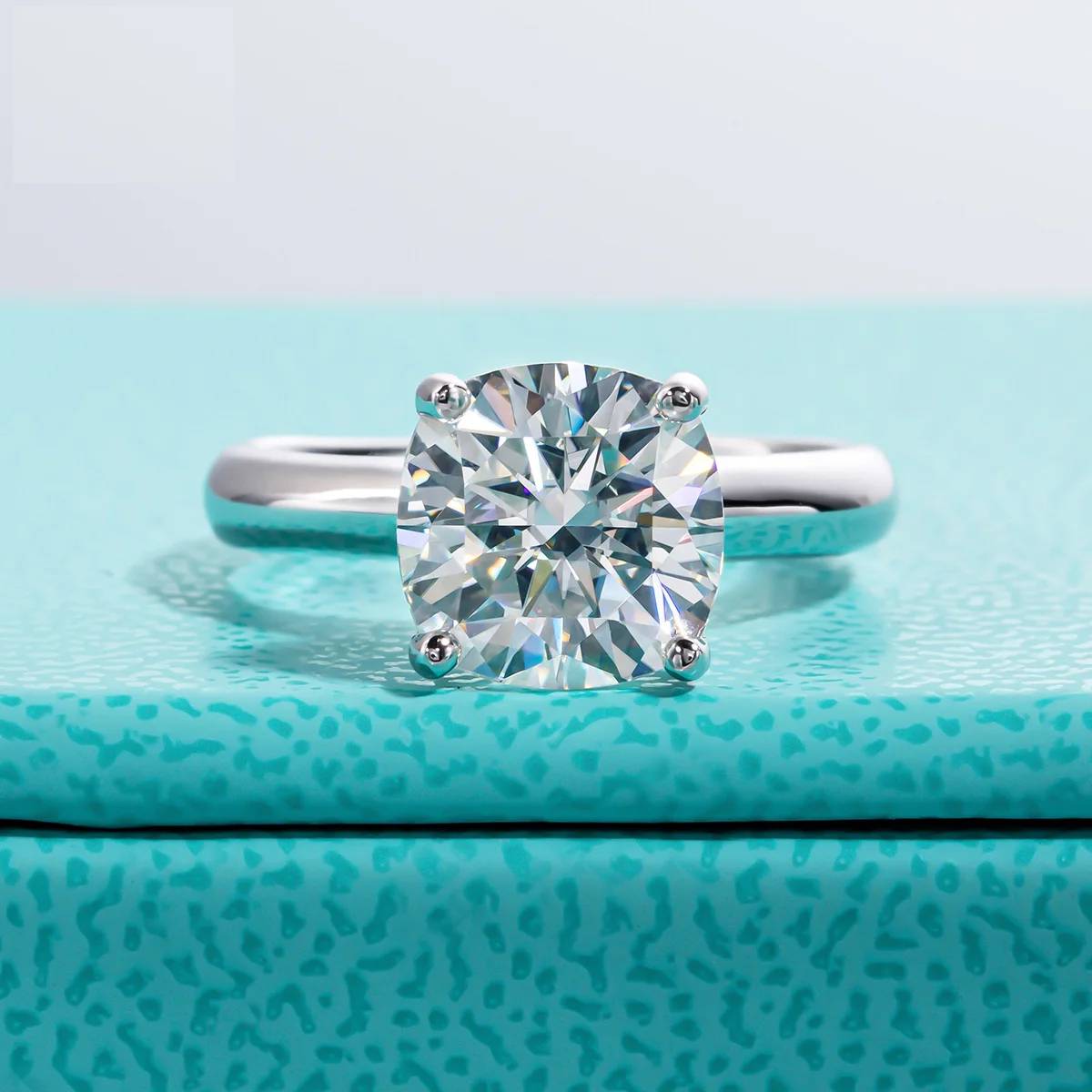 3.5ct Cushion Cut D Color Moissanite Engagement Ring Women's Rings