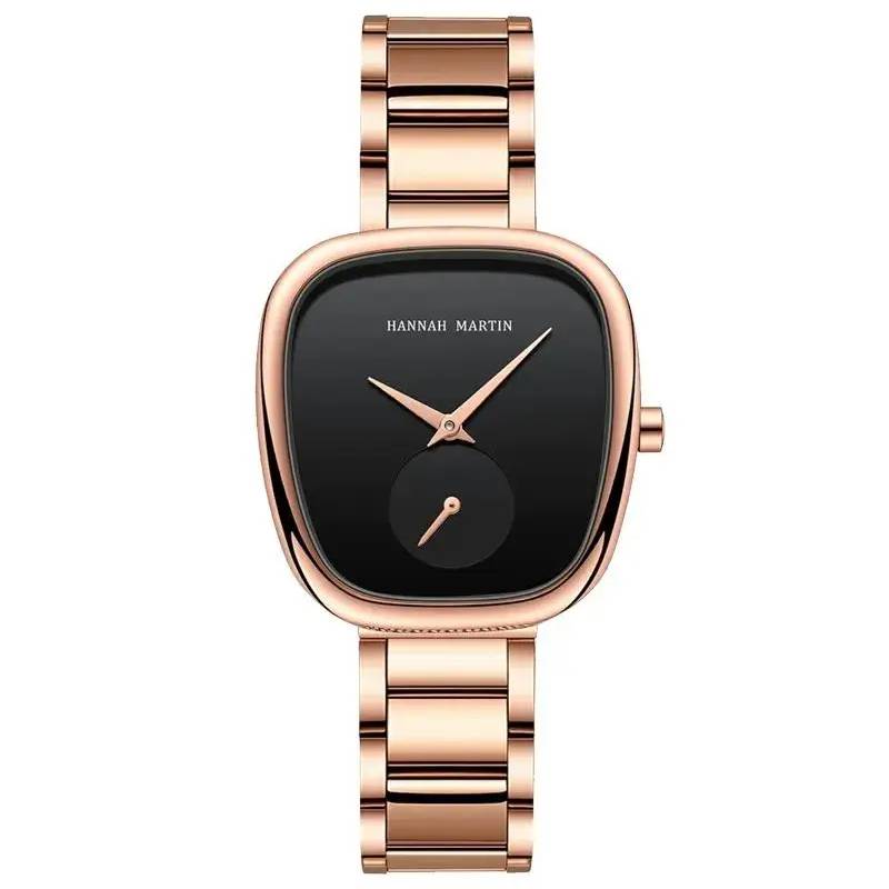Women's Rose Gold Black Minimalist Watch Hannah Martin