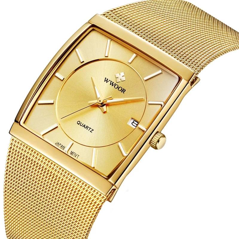 WWOOR Luxury Gold Square Watch for Men Watches For Men WWOOR Watches