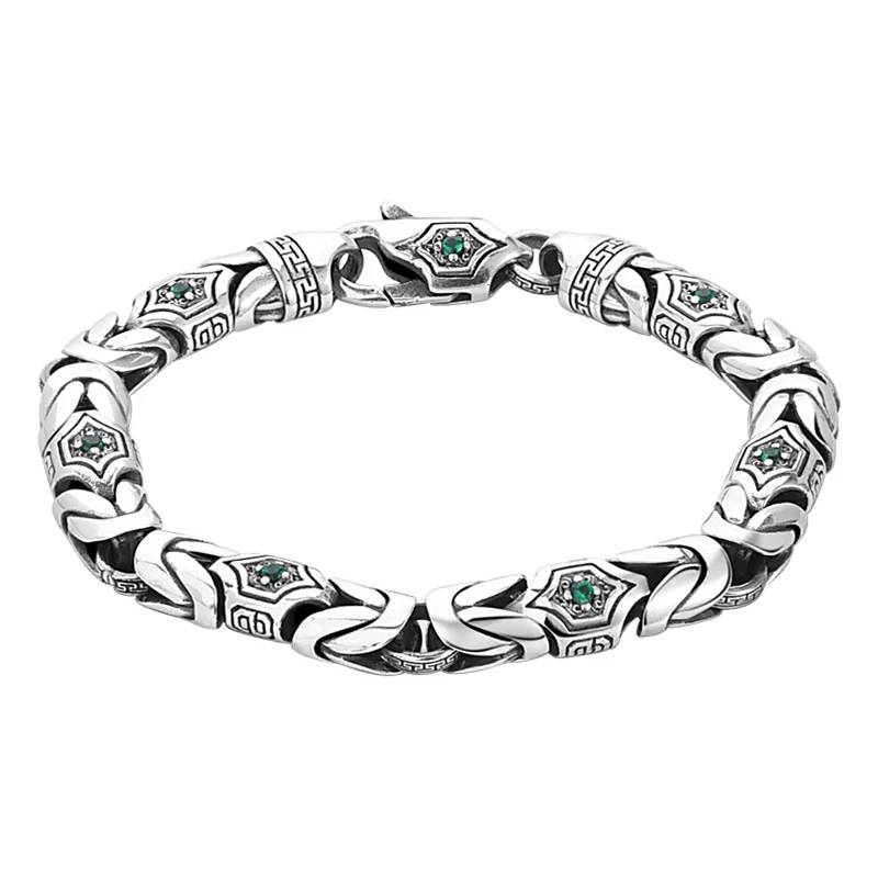 925 Sterling Silver Ping An Pattern Bracelet Men's Bracelets