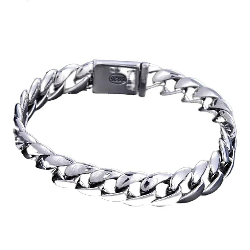 S925 Sterling Silver Classic Punk Bracelet for Men and Women Men's Bracelets